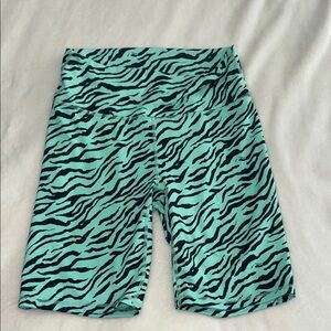 Fabletics Green Zebra Print Biker Shorts